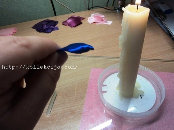 Тюльпаны из атласной ленты