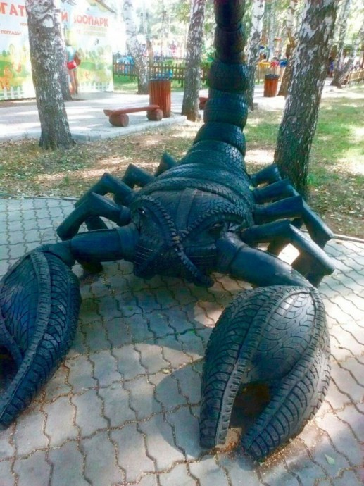 Животные из старых шин: неожиданные идеи для творчества