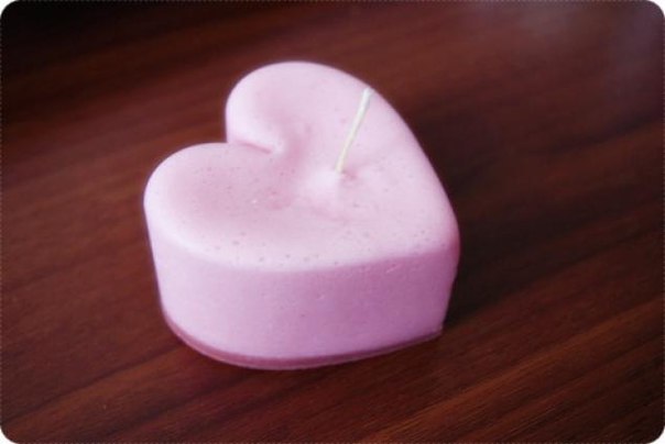Нежная свеча-сердечко своими руками