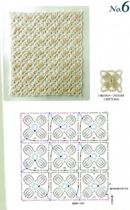 Безотрывное вязание крючком мотивов: схемы