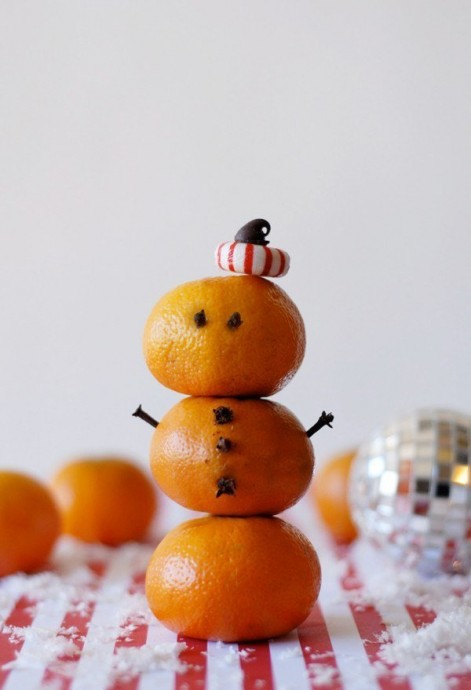 ​Идеи ароматных снеговиков из апельсинов