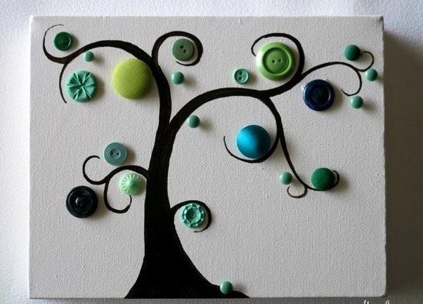 Изысканное панно "Дерево с пуговицами"