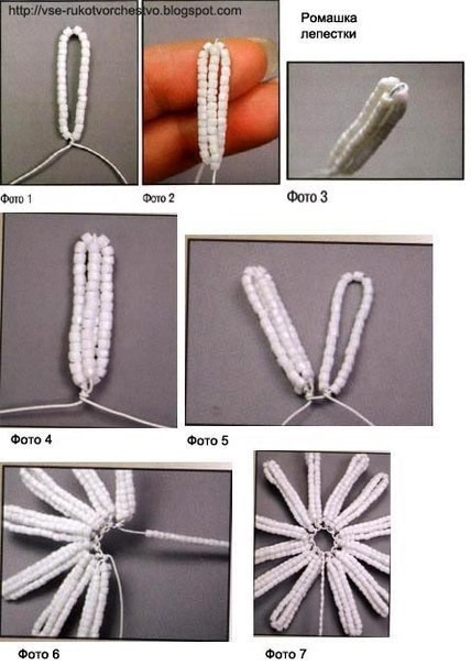 Ромашка из бисера