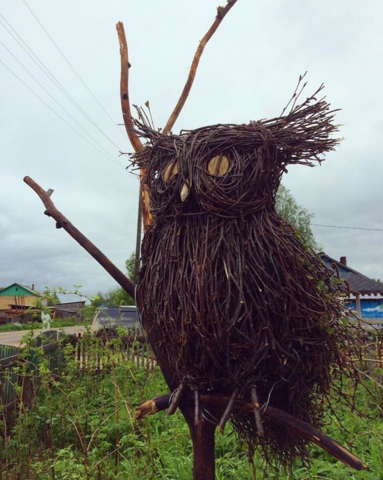 Чудесные садовые фигуры из веточек