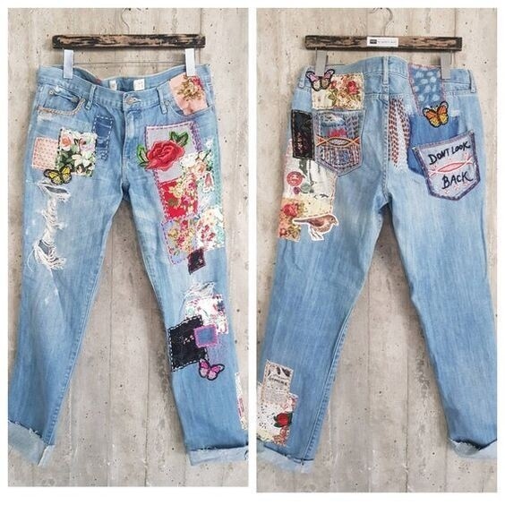 Джинсы с заплатками