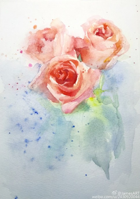 Рисуем розы акварелью