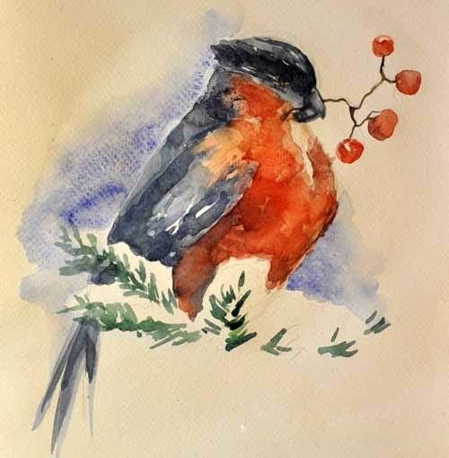 Рисуем снегиря