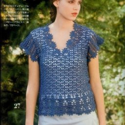 Синий ажурный топ