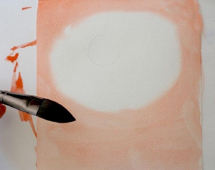 Чёрный кот акварелью