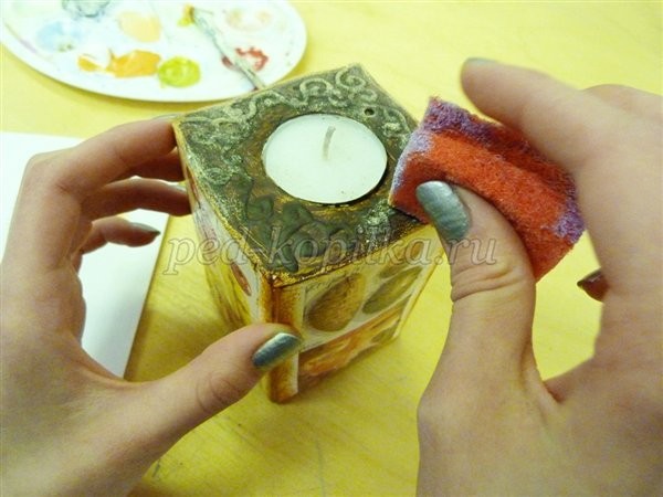 Подсвечник в технике декупаж своими руками