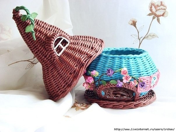 Плетение из газет: чайный домик