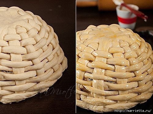 Плетёная пасхальная корзинка из дрожжевого теста