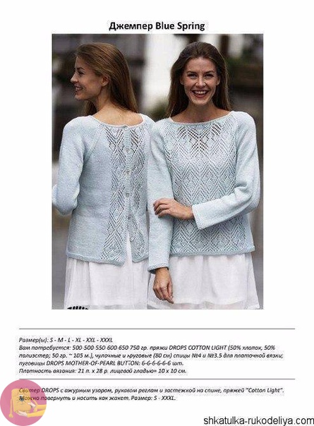 Джемпер Blue Spring спицами