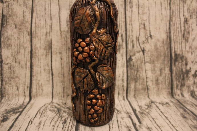 Красивое оформление бутылки соленым тестом: мастер-класс