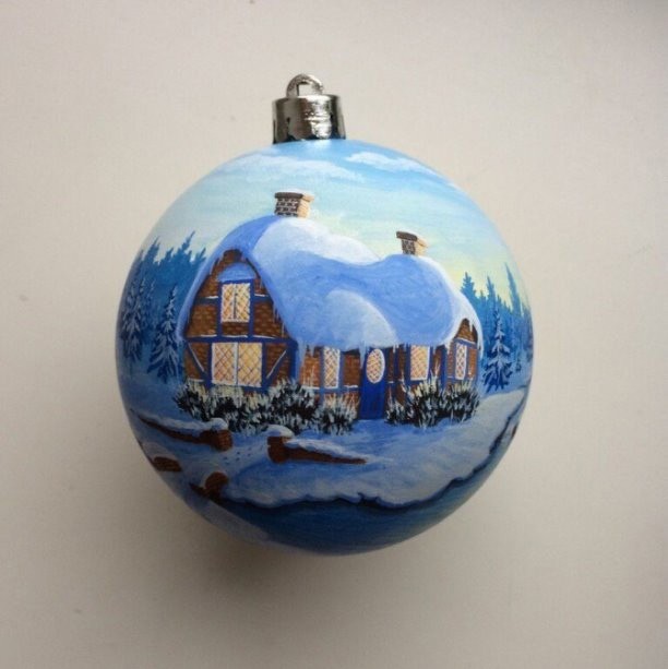 Елочные шарики с ручной росписью: идеи украшения ёлки к Рождеству