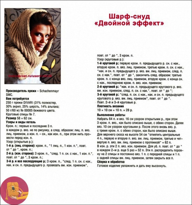 Снуды спицами