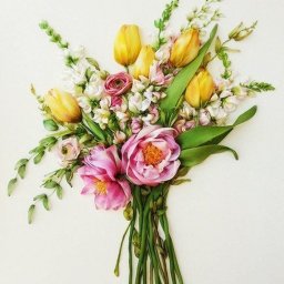 ​Вышитые лентами восхитительные букеты