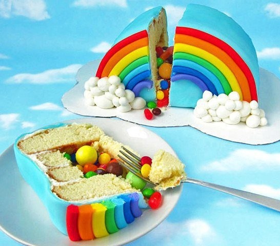 ​Как просто и красиво декорировать торт, превратив его в радугу