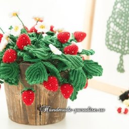 Клубника крючком в горшочке: схемы вязания