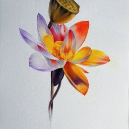 Урок рисования акварелью: лотос