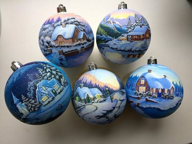 Елочные шарики с ручной росписью: идеи украшения ёлки к Рождеству