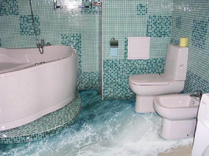 Реалистичный 3D пол в ванной