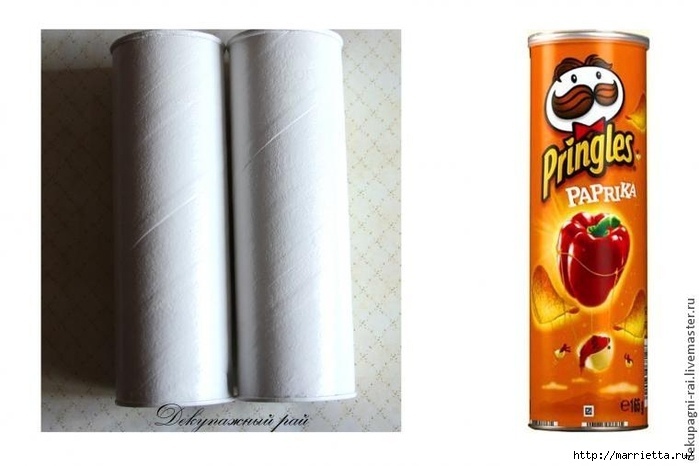 Винтажный декупаж на тубах из-под чипсов