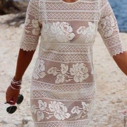 Платье-туникa с филейным кружевом