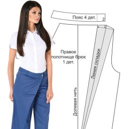 Выкройка прямых брюк со складкой