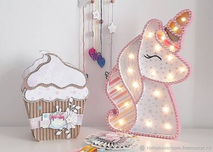 Ночник из картона "Единорожка" Ночник из картона "Единорожка"