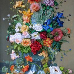 ​Вышивка лентами прекрасных букетов