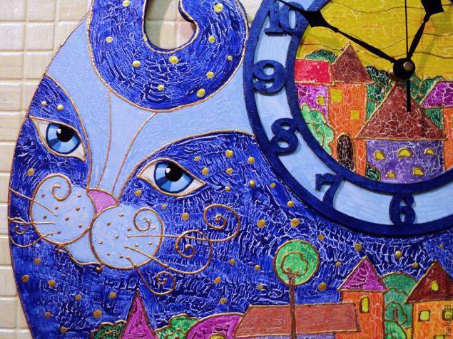 Большие часы "Синий Кот"