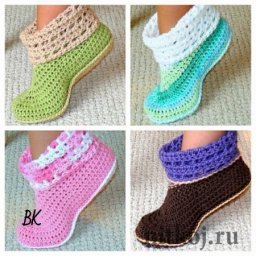 ​Домашняя обувь крючком