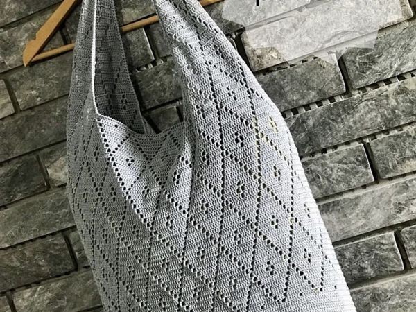 Вяжем авоську ромбами Вяжем авоську ромбами