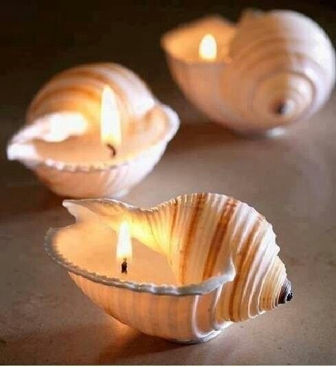 Морская тема: делаем свечи из ракушек