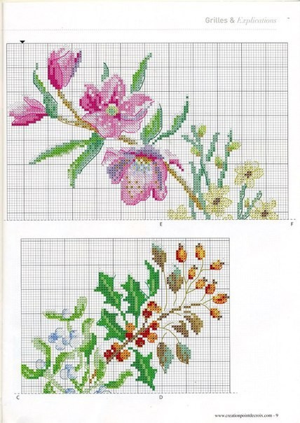 Нежная цветочная вышивка крестом