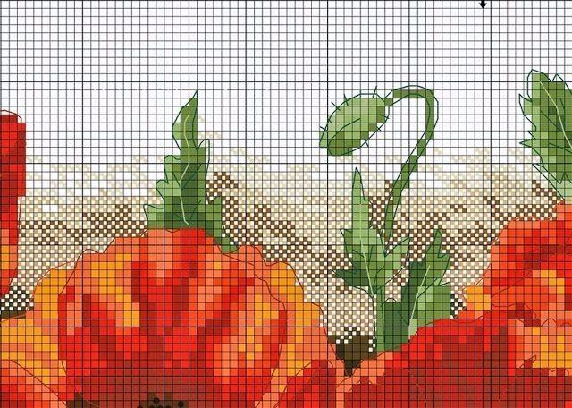 Роскошная вышивка крестом: маки