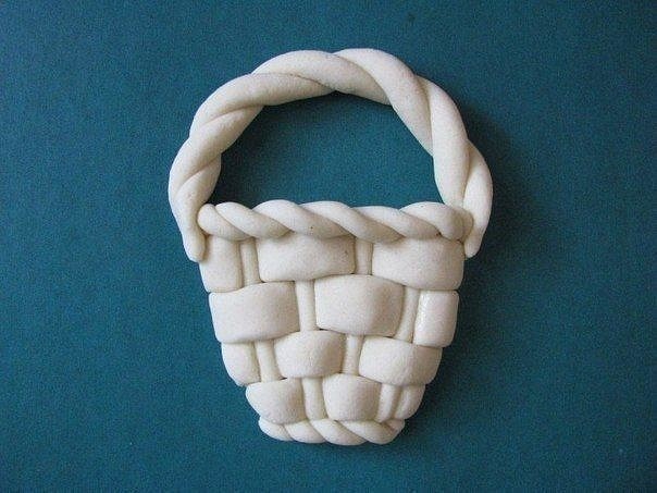 Корзинка с грибочками из соленого теста