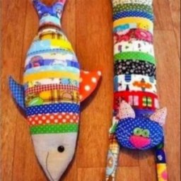 Лоскутная игрушка: кошка и рыбка