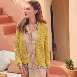 Вязаный жакет с фантазийным узором без застежки