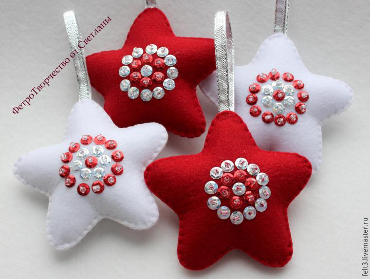 Шьем симпатичные елочные игрушки из фетра: мастер-класс