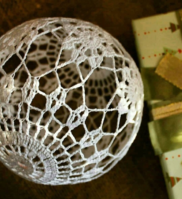 ​Вязаные шары на ёлку