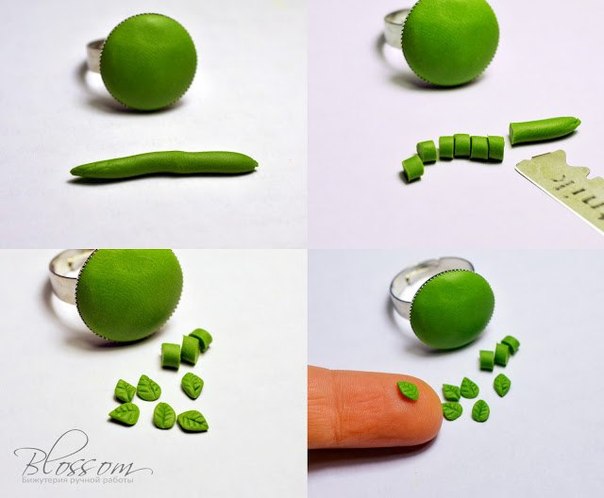 Цветочное кольцо из полимерной глины