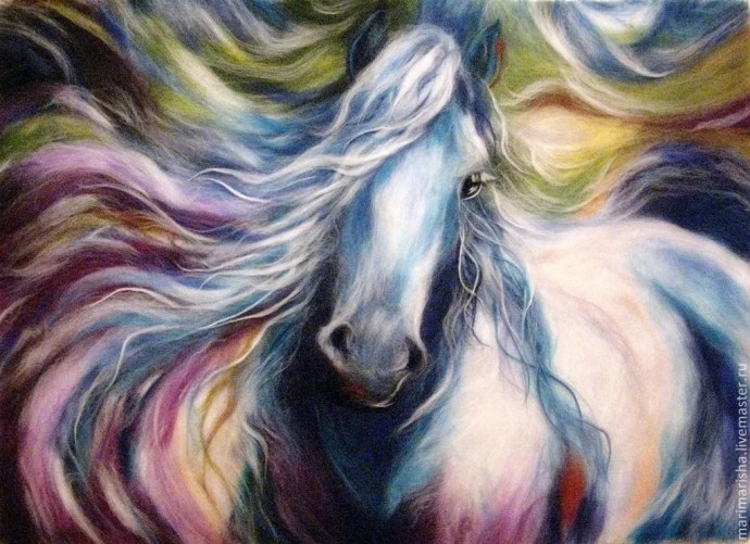 Картины из шерсти: лошади Картины из шерсти: лошади