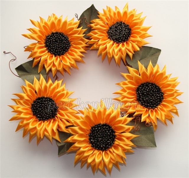 Канзаши подсолнухи: мастер-класс Канзаши подсолнухи: мастер-класс
