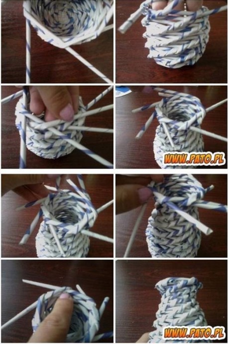 Мастерим вазу из газетных трубочек