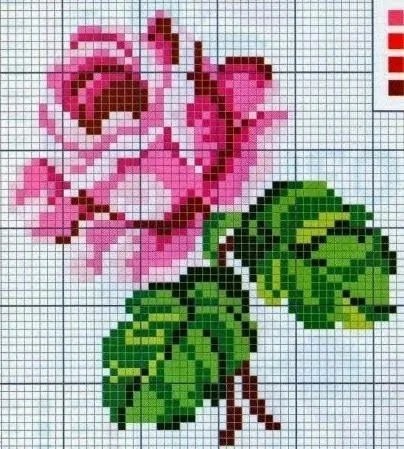 Подборка нeсложных схeм для вышивки розовых цветов и бутонов