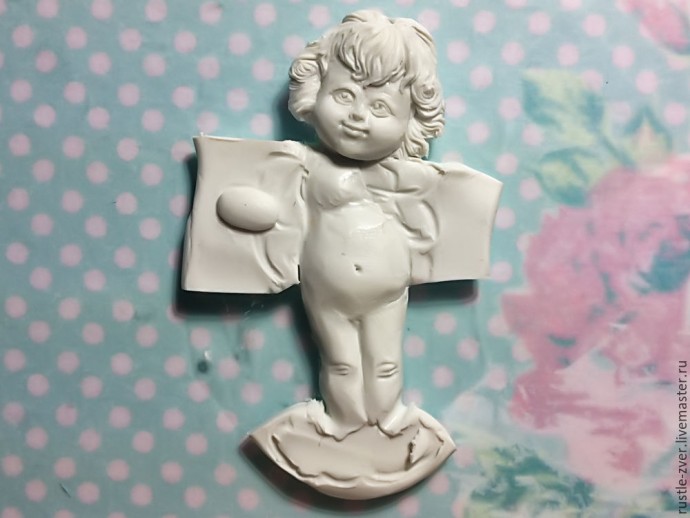 Ангел с розочками из полимерной глины