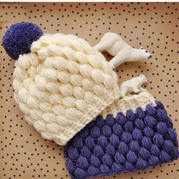 Объемный узор для шапочки крючком