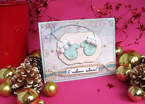 ​Открытка ручной работы к новому году